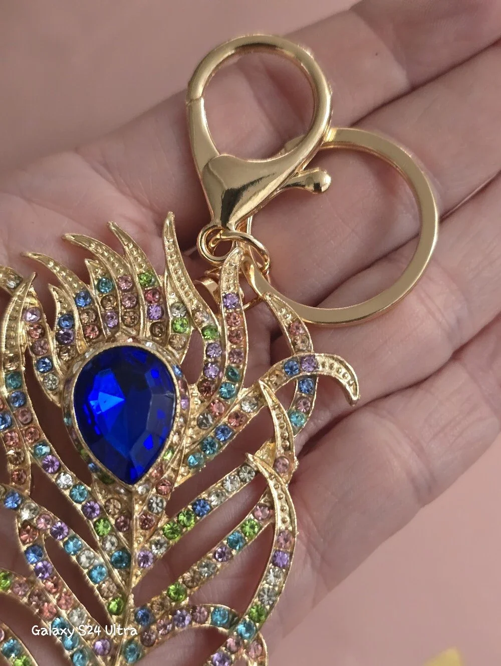 Beautiful Peacock Feather Bag Charm/ Keychain NEW